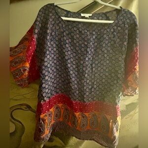 * Beach Lunch Lounge Boho Print Top SZ Medium *